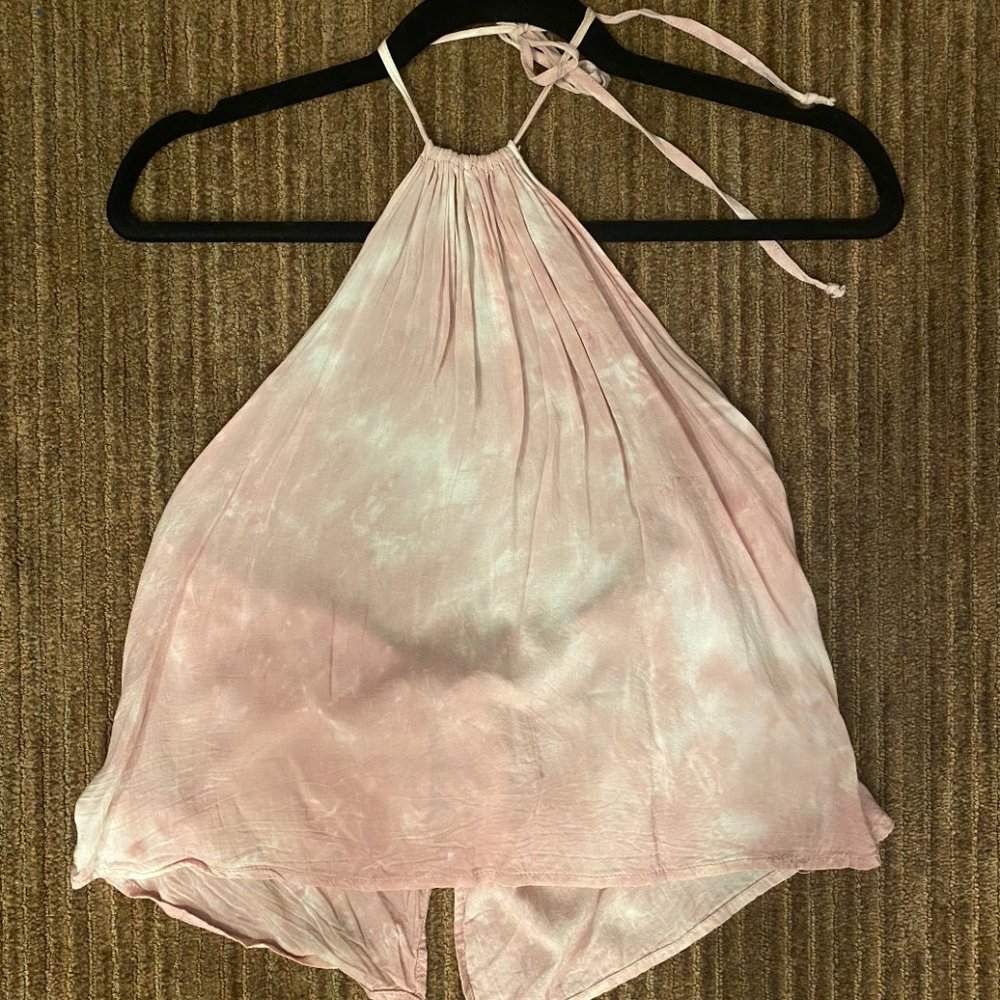 Pink and White Tye Dye Halter Top